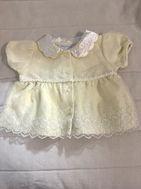 BabyGrand Yellow Embroidered Dress with White Peter Pan Collar